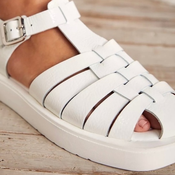 Free People Finn Fisherman Platform Italian Leather Sandals in White/Cream 38 - Picture 3 of 13